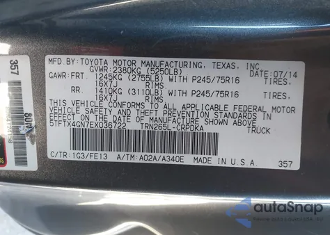 2014 Toyota Tacoma Prerunner from USA, damaged, VIN 5TFTX4GN7EX036722